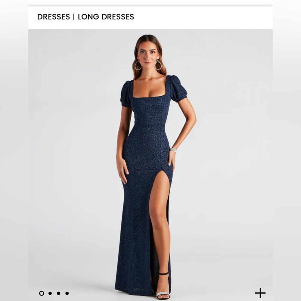 Blue Glitter Prom Dress